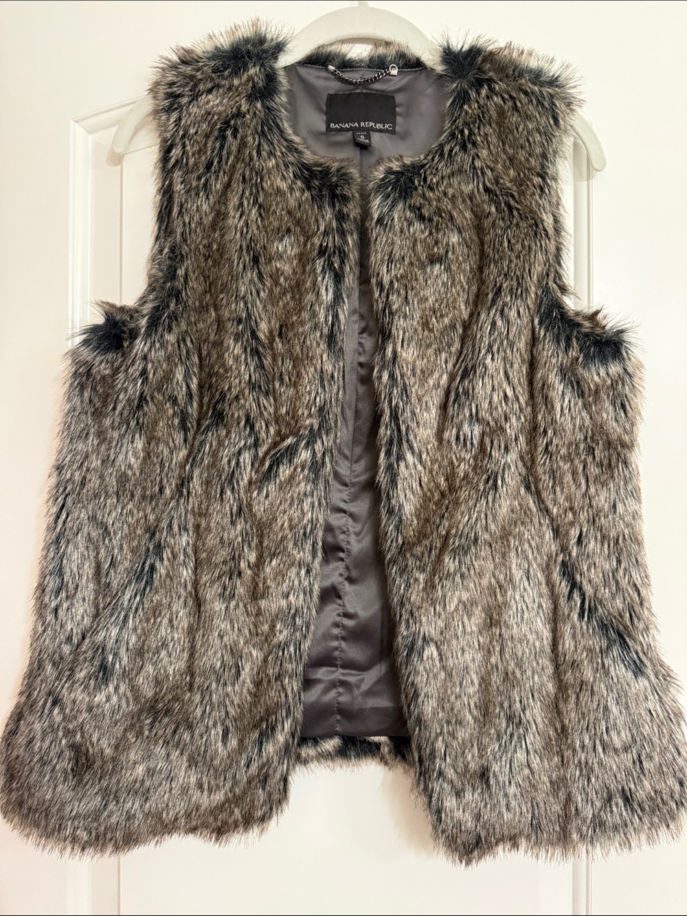 Banana Republic Faux Fur Vest in Brown and Gray - Small Petite